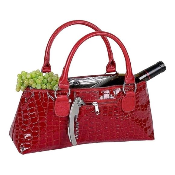 Primeware Red Croc Insulated Wine Tote NWT - Picture 1 of 8